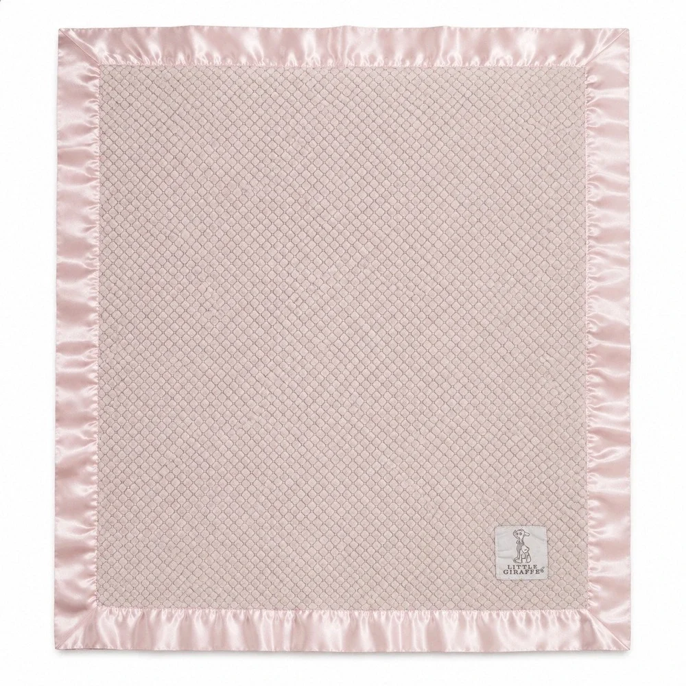 Little Giraffe Pink Baby Blanket Chenille Honeycomb Satin Trim Luxury Nursery